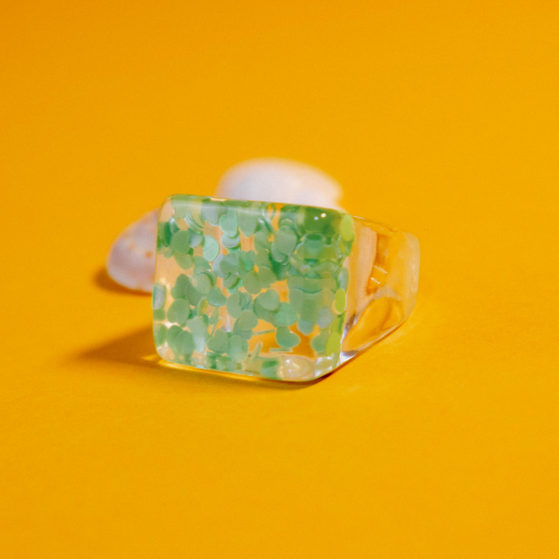 Anillo brillo Marino verde- Talla única 8.5