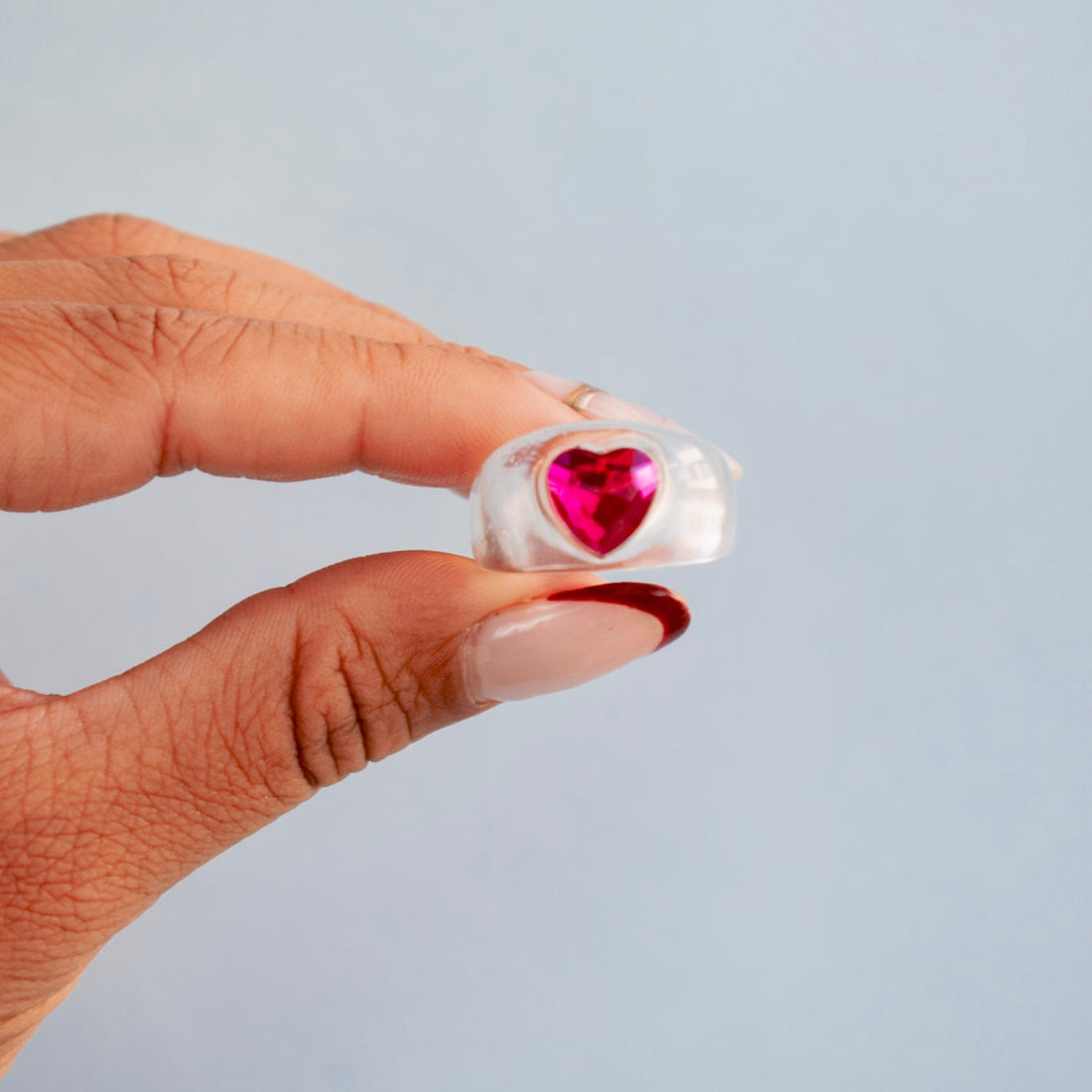 Anillo Mini corazón fucsia - Talla única 7.5