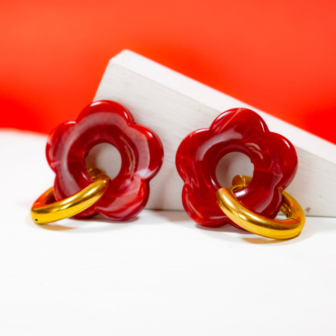 ¡NEW! Aretes Floral Rojo