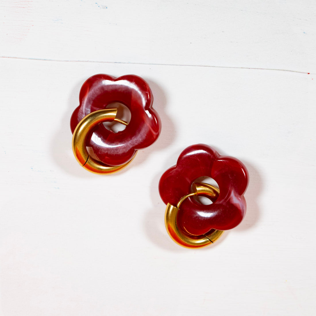 ¡NEW! Aretes Floral Rojo