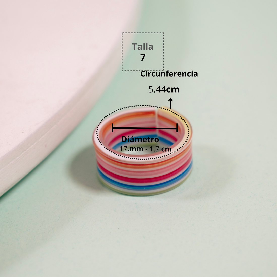 Anillo Acrílico Arcoíris - Talla única 7