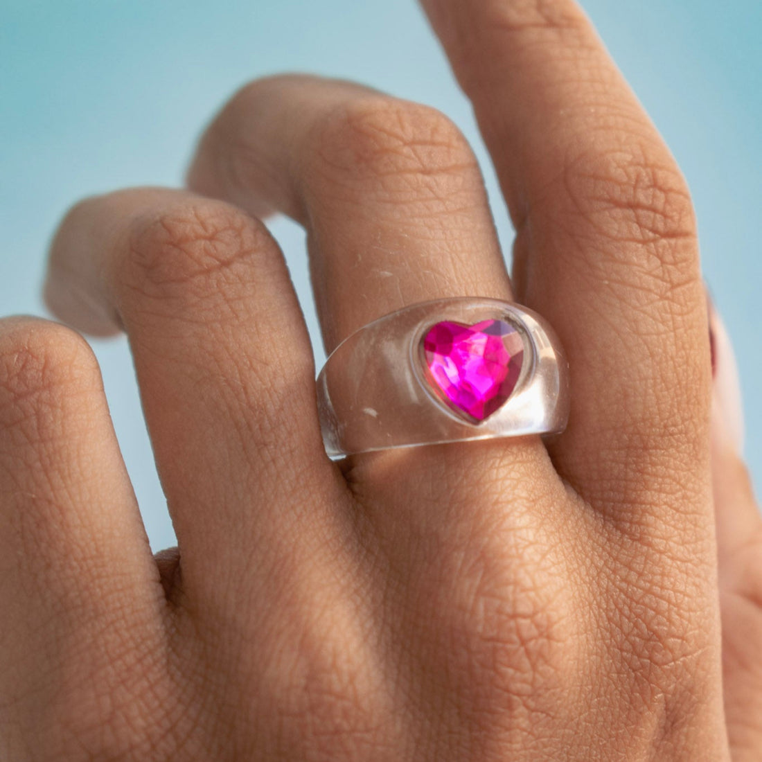Anillo Mini corazón fucsia - Talla única 7.5