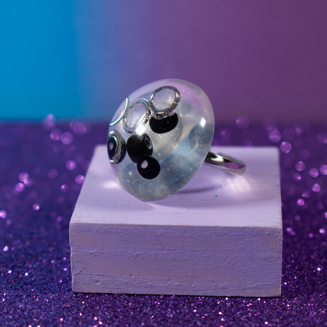 ¡NEW! Anillo Boreal Transparente - Talla 7 ( Ajustable )