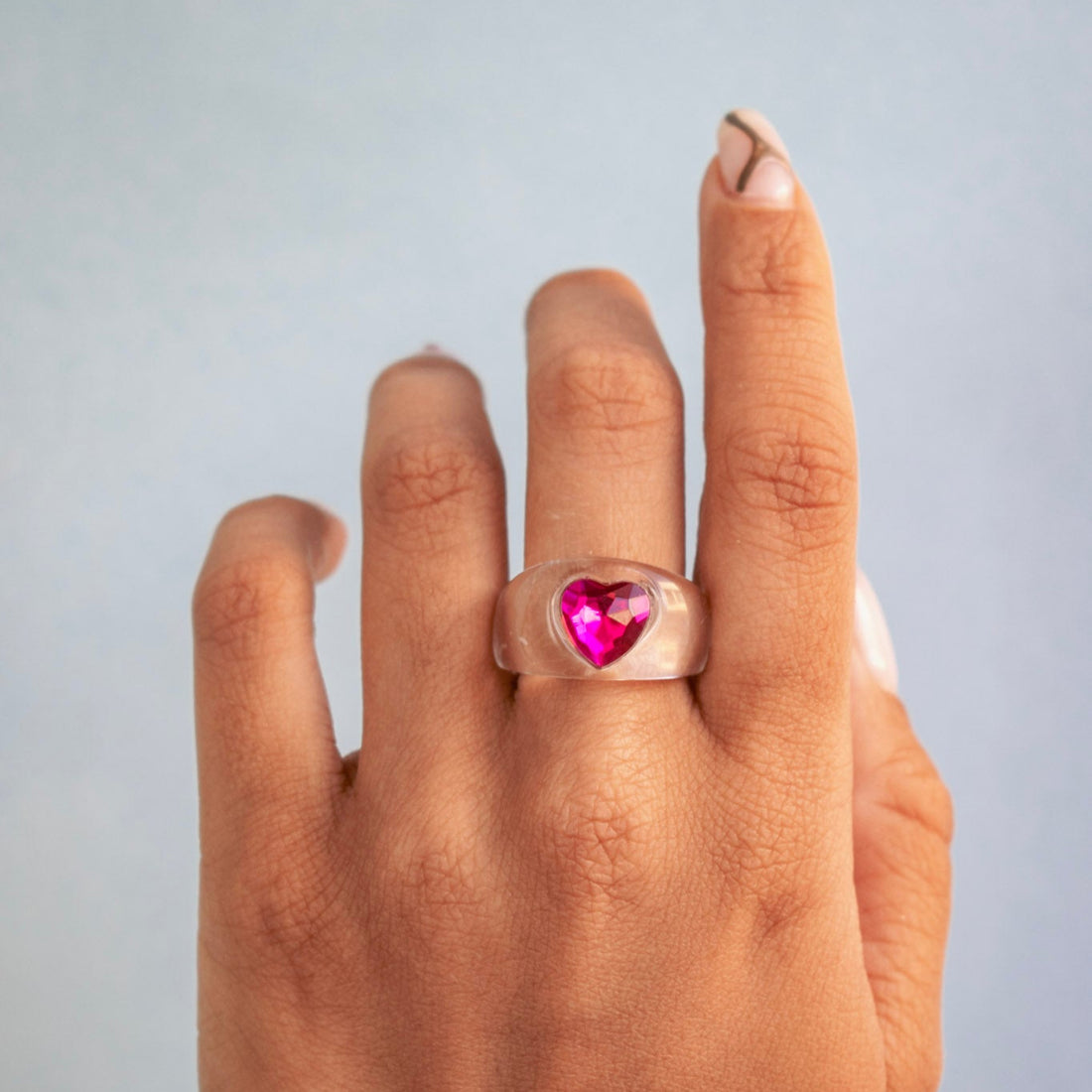 Anillo Mini corazón fucsia - Talla única 7.5