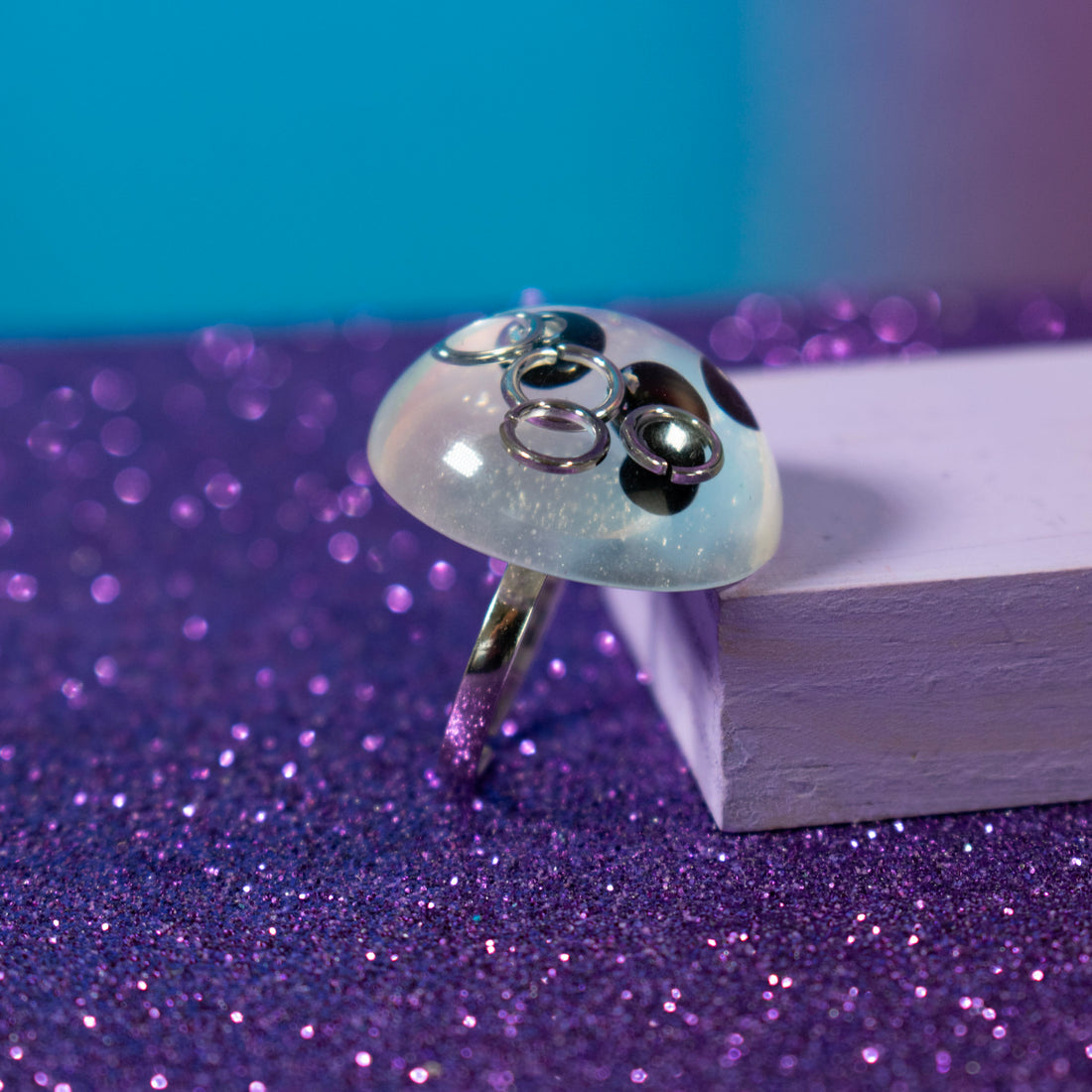 ¡NEW! Anillo Boreal Transparente - Talla 7 ( Ajustable )