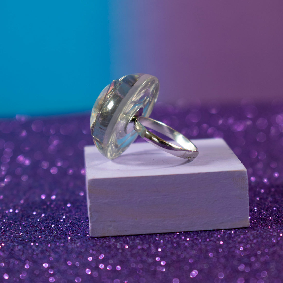¡NEW! Anillo Infinito Transparente - Talla 7 ( Ajustable )