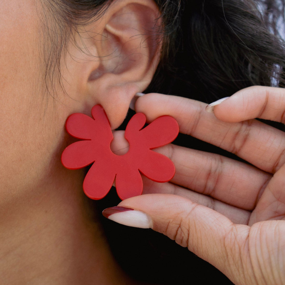 ¡NEW! Aretes Flor Rojo