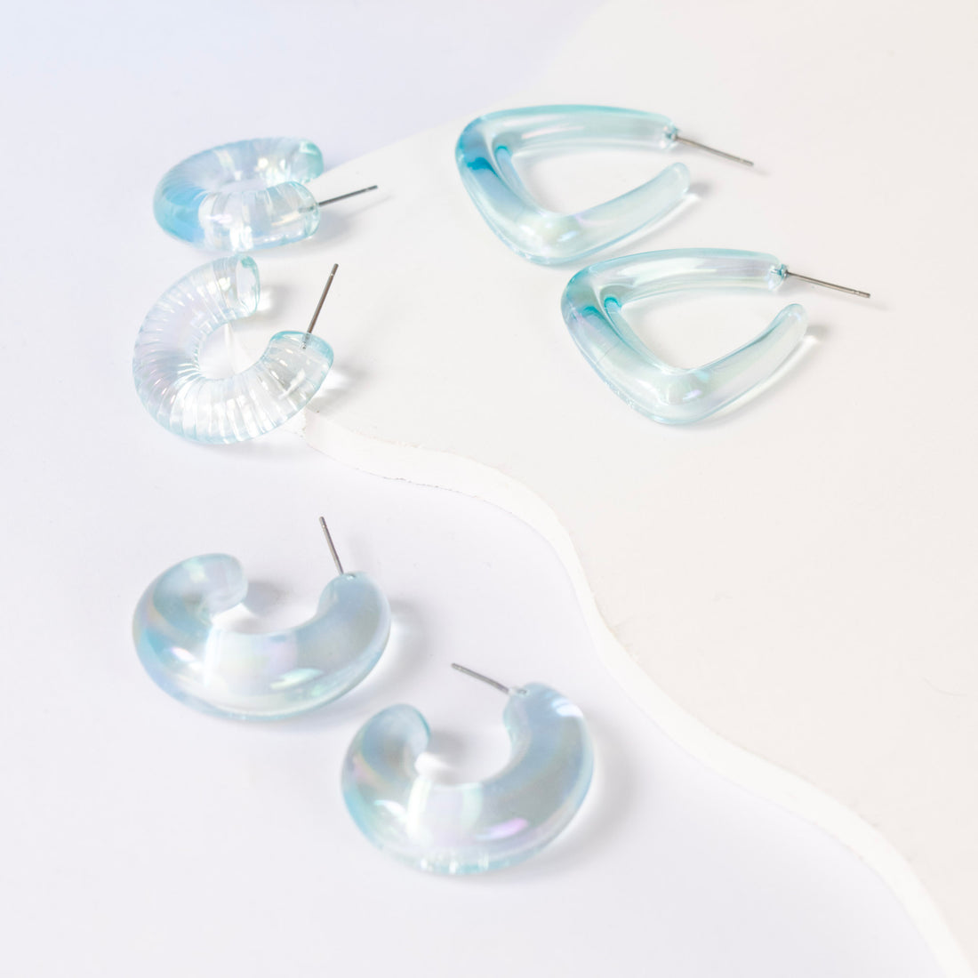 Set x3 Aretes Tornasol Azul