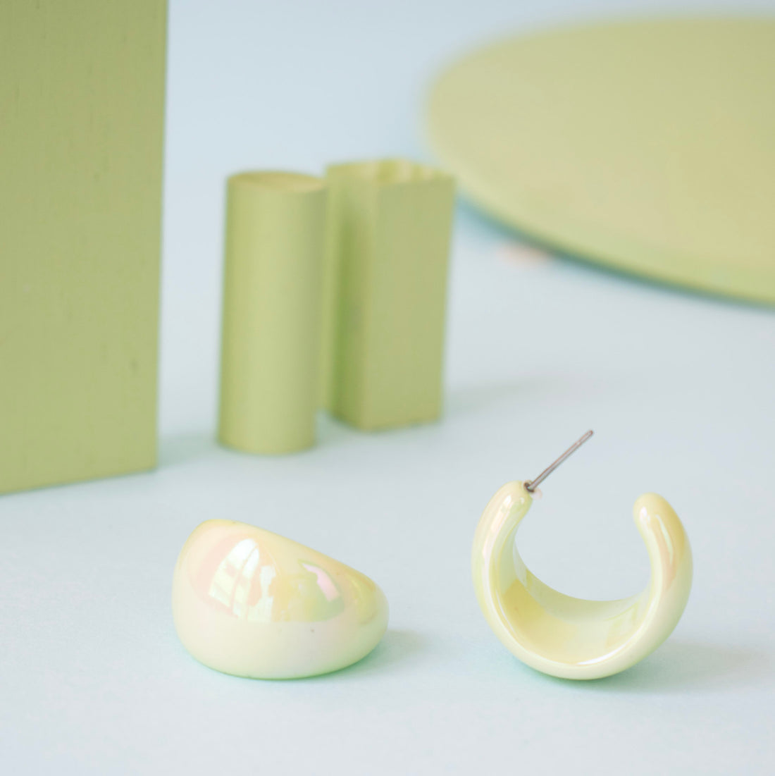 Candongas Acrílico Mini Tornasol Verde