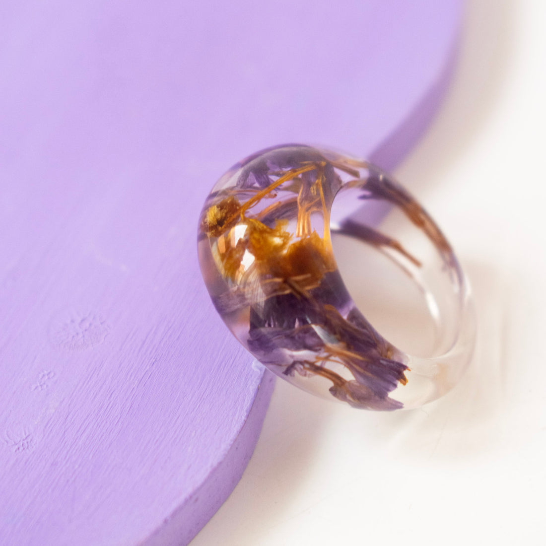Anillo Acrílico flores primavera Multicolor - Talla única 6.5