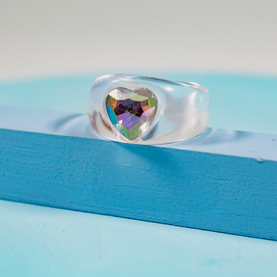 ¡NEW! Anillo Mini corazón Tornasol- Talla única 7.5