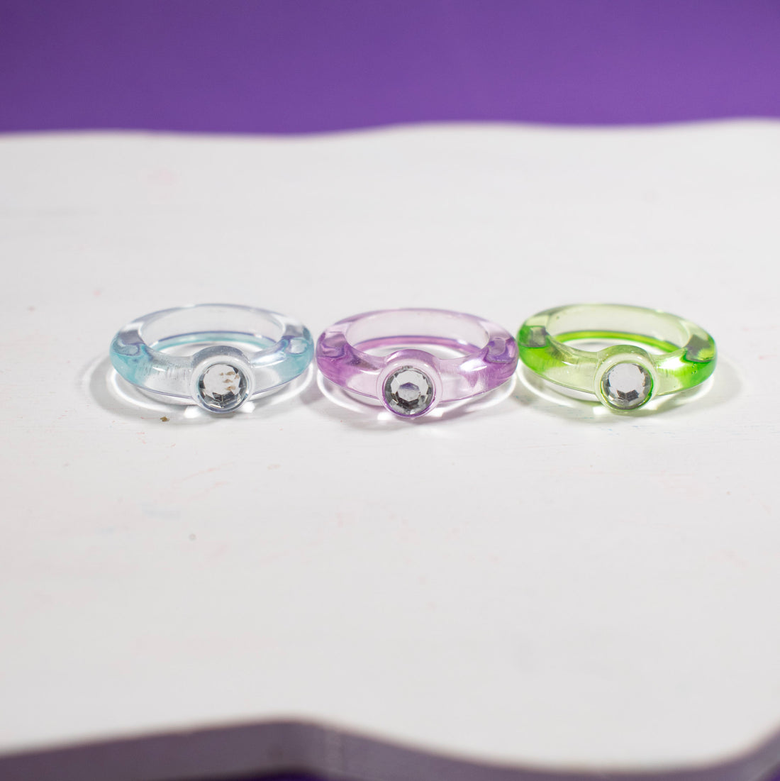 ¡NEW! Set x3 Anillos Diamante Redondo - Talla 7.5