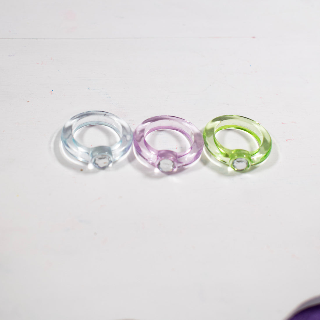 ¡NEW! Set x3 Anillos Diamante Redondo - Talla 7.5