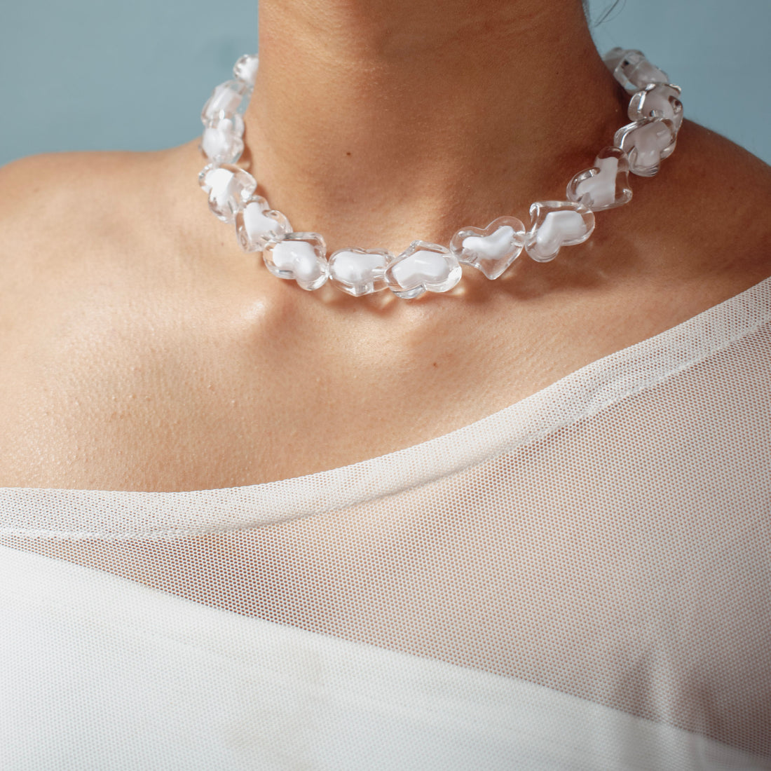 ¡NEW! Collar corazones prisma Blanco