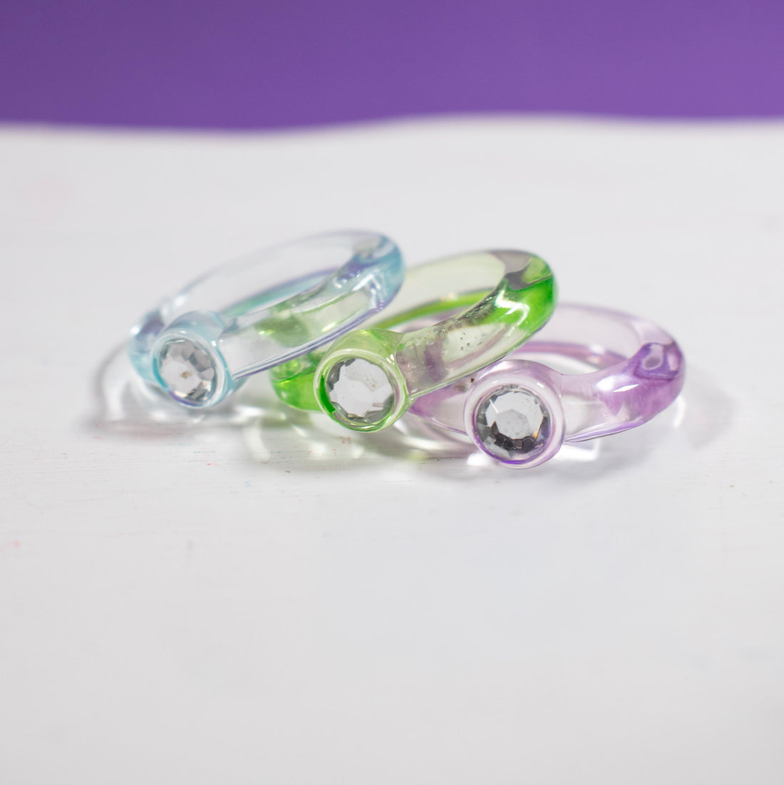 ¡NEW! Set x3 Anillos Diamante Redondo - Talla 7.5