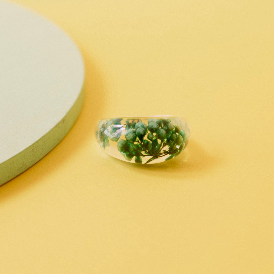 Anillo Acrílico flores primavera Verde - Talla única 6.5