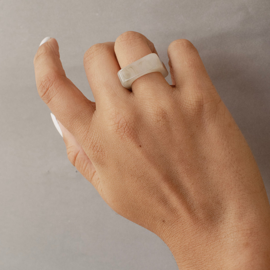 Anillos acrílico cuadrado Gris - Talla única 6