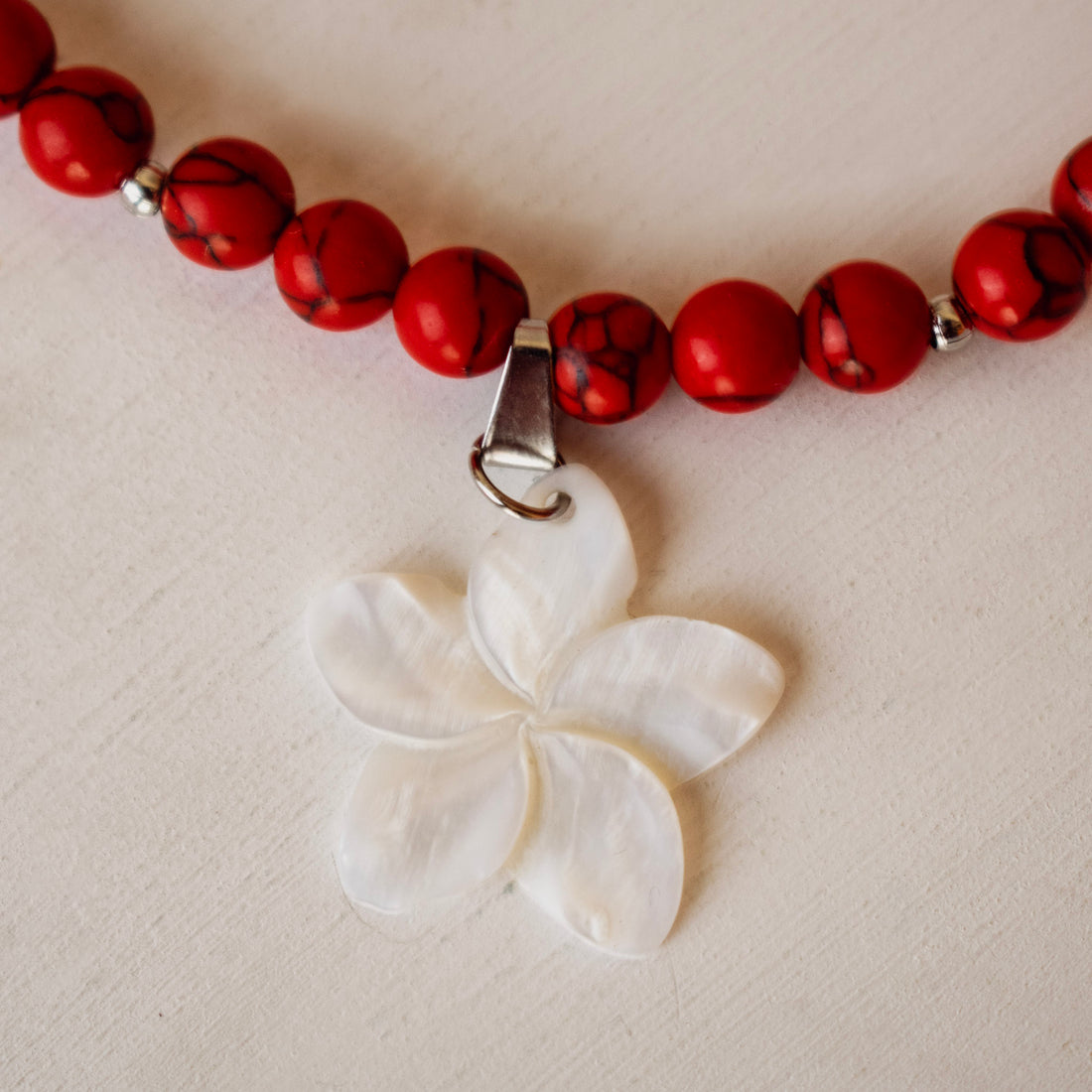 Collar Flor de perla Rojo