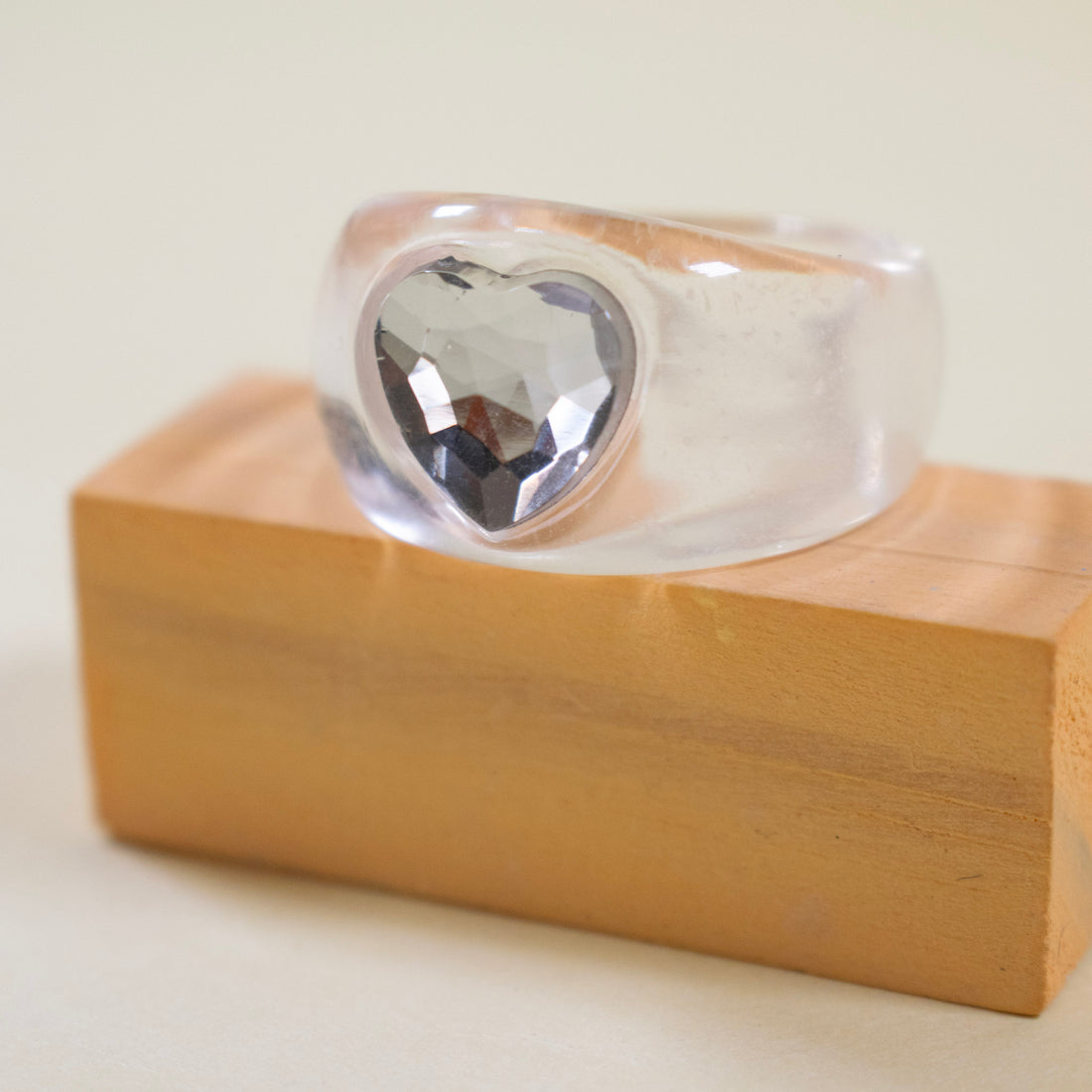 ¡NEW! Anillo Mini corazón Blanco diamante - Talla única 7.5