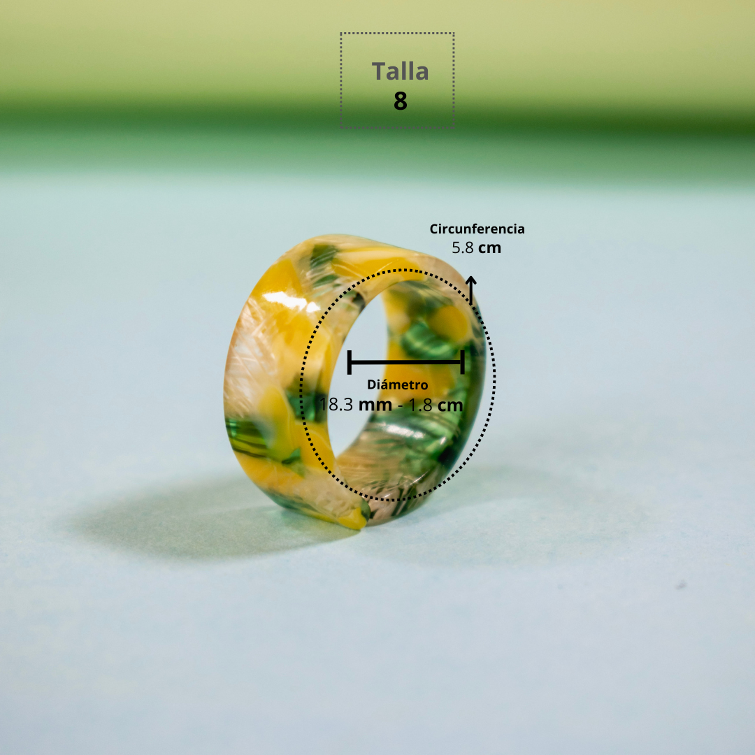 Anillo Acrílico Mango Verde - Talla única 8