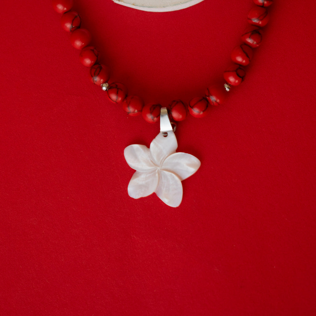 Collar Flor de perla Rojo