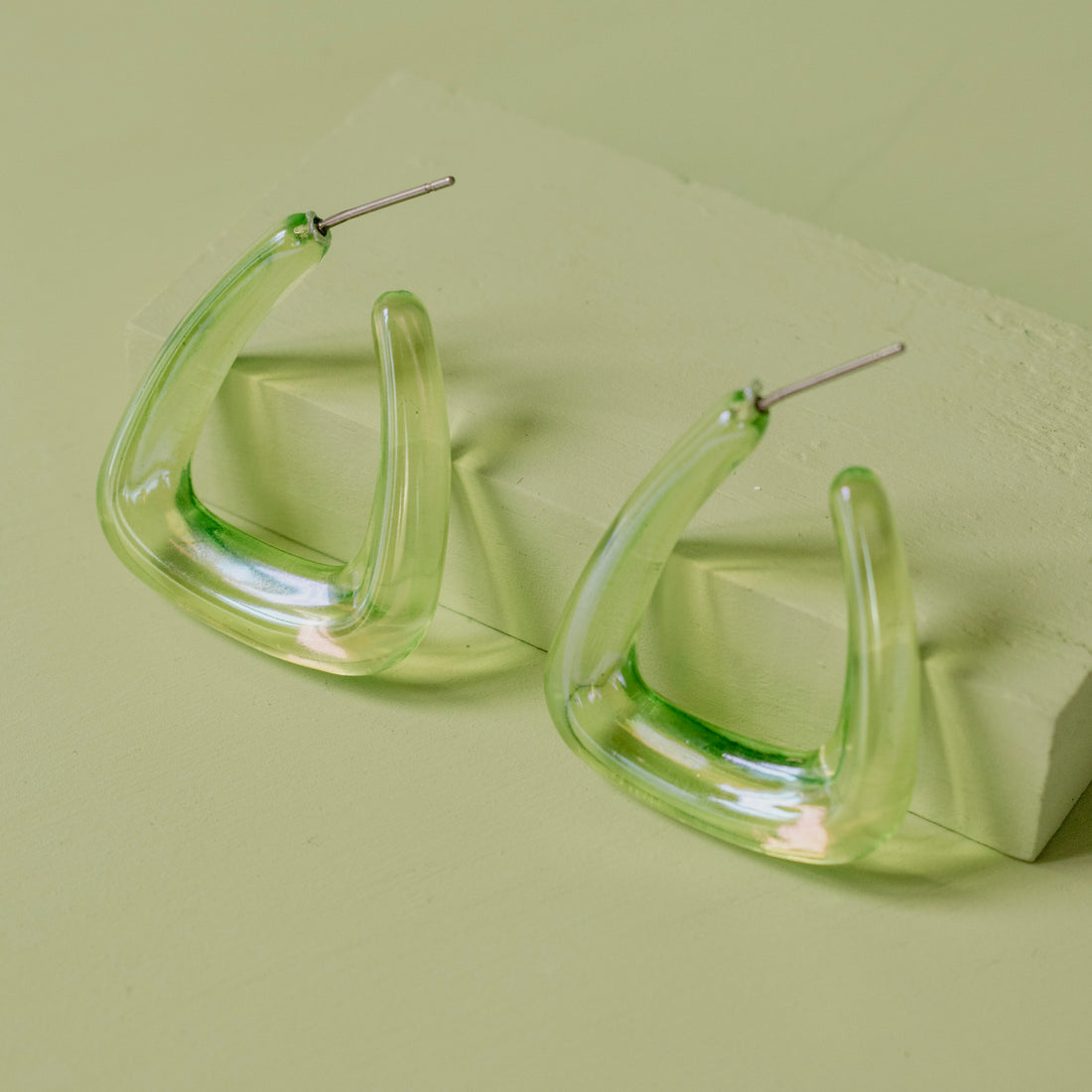 Aretes Acrílicas Tornasol Verde