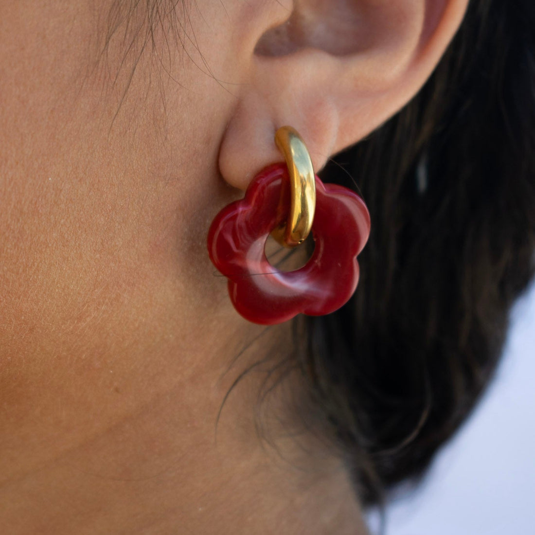 ¡NEW! Aretes Floral Rojo