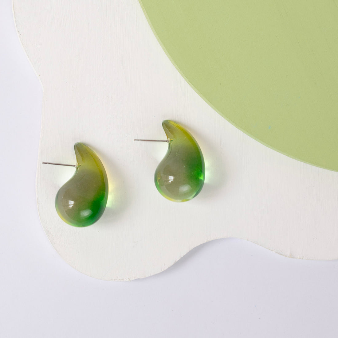 Aretes Acrílico Gota cielo Verde