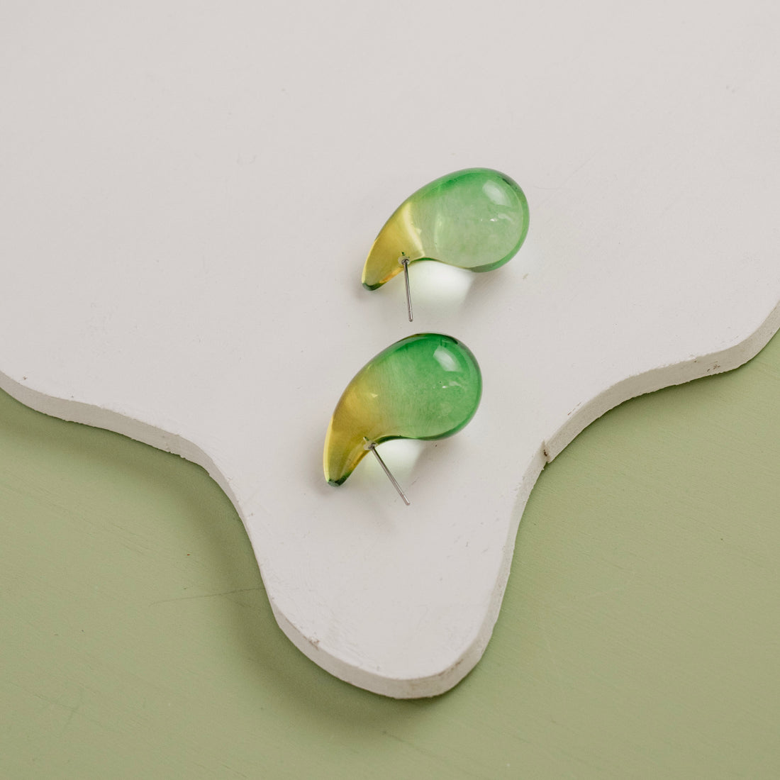 Aretes Acrílico Gota cielo Verde