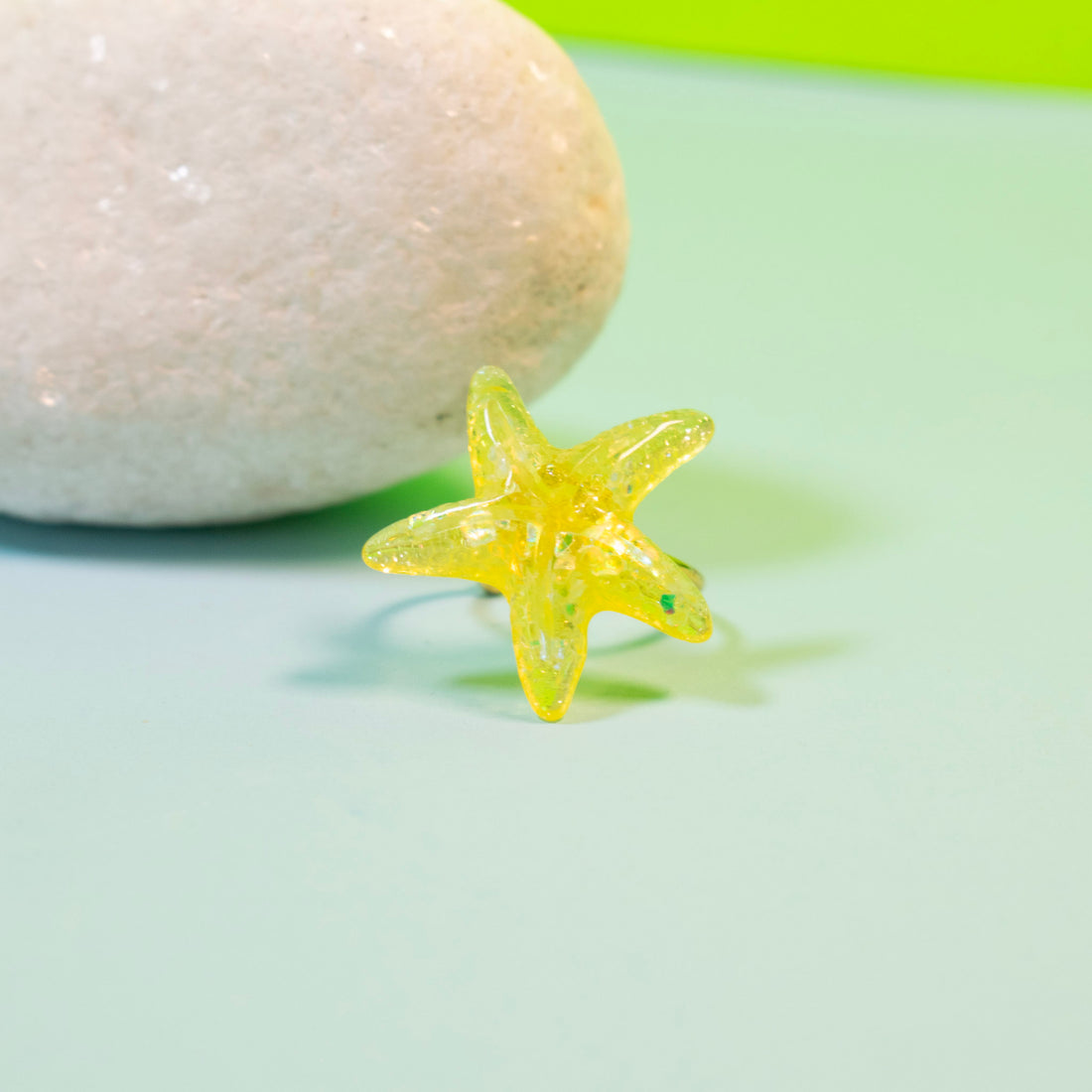 Anillo Estrella de mar Amarillo - Talla única 8
