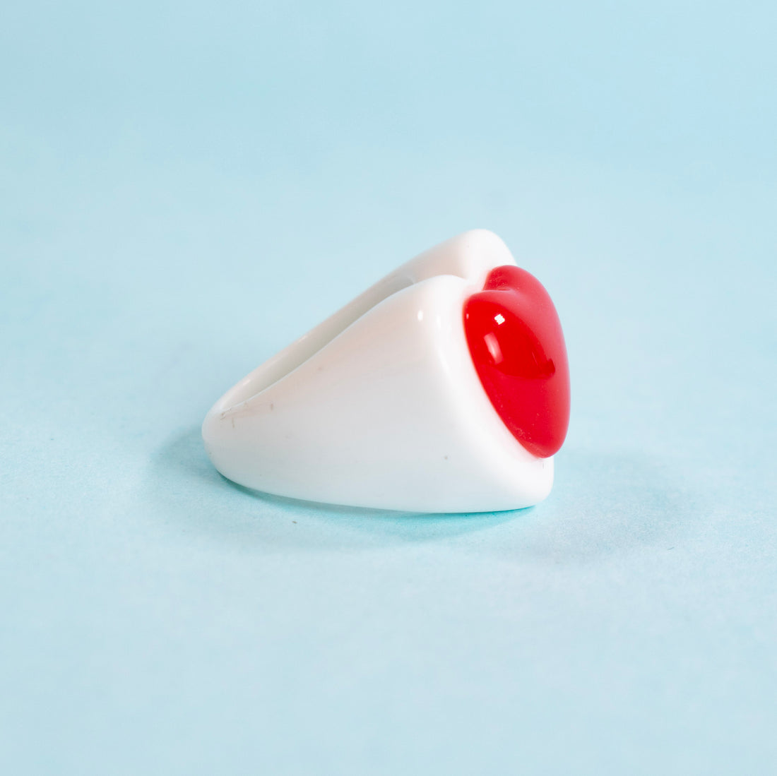 ¡NEW! Anillo Corazón Abstracto Blanco - Talla 8
