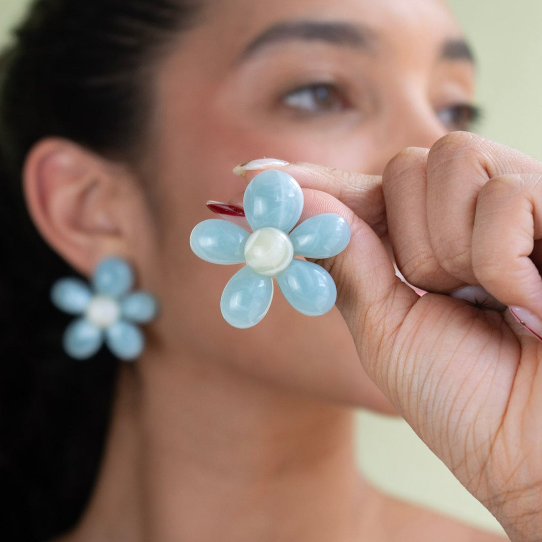 ¡NEW! Aretes flor azul