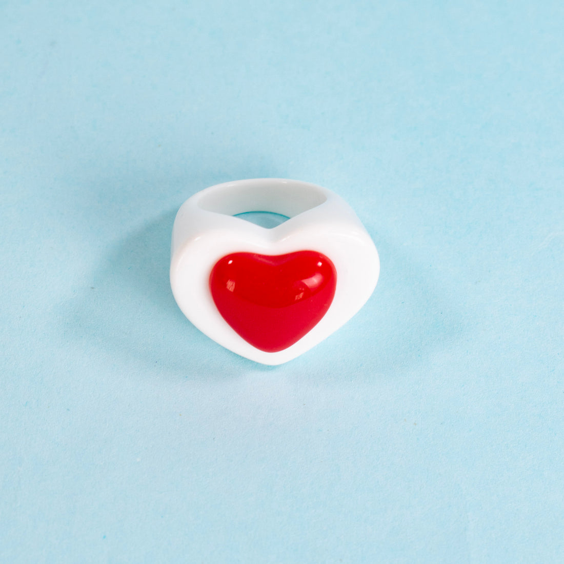 ¡NEW! Anillo Corazón Abstracto Blanco - Talla 8