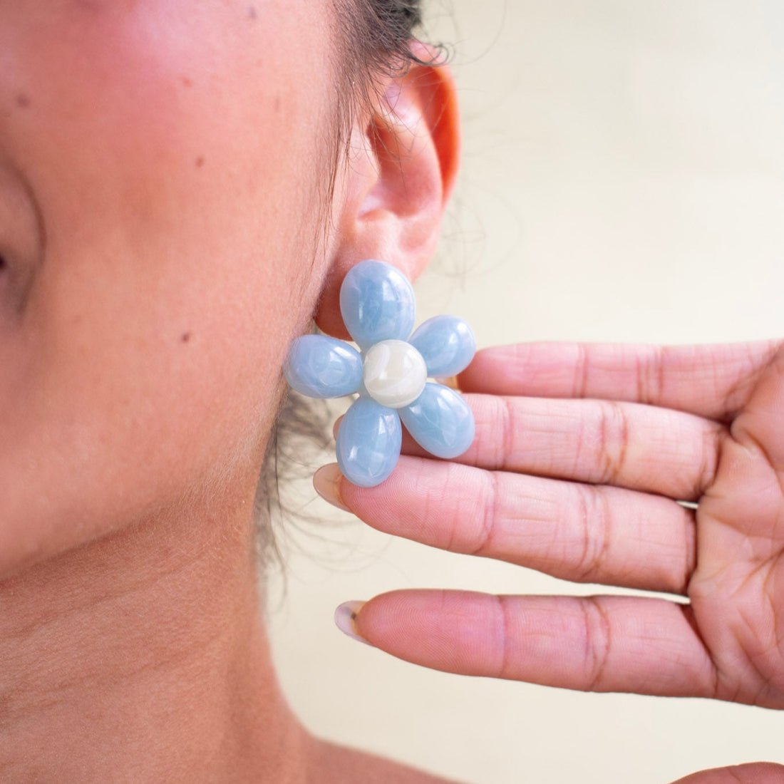 ¡NEW! Aretes flor azul