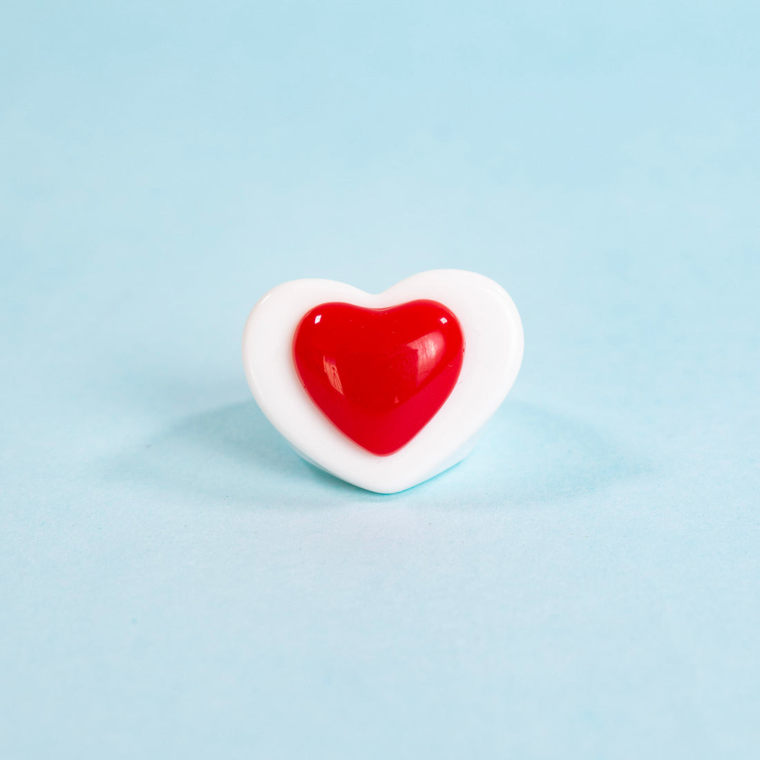 ¡NEW! Anillo Corazón Abstracto Blanco - Talla 8