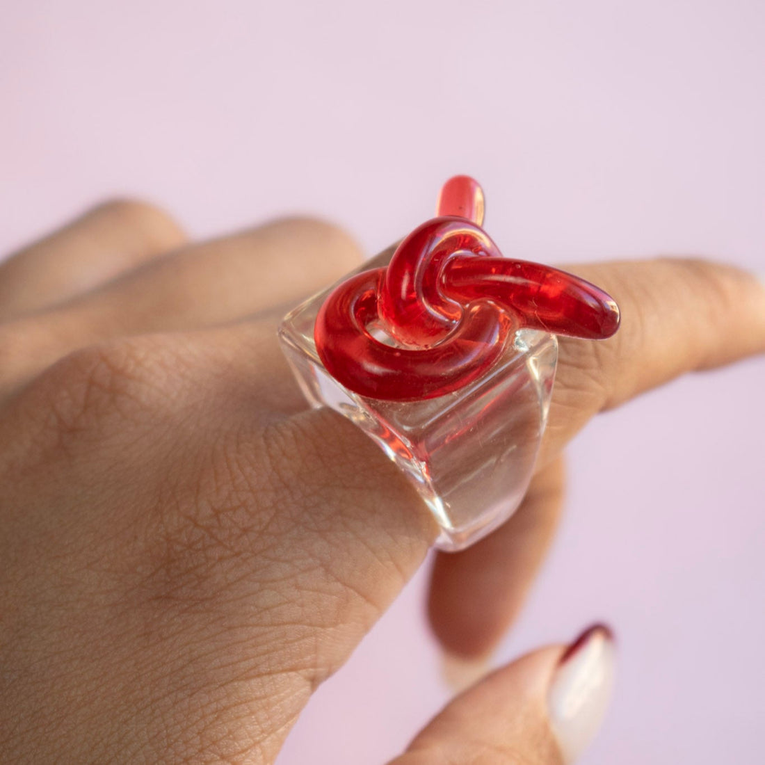 ¡NEW! Anillo lazos Transparente- Talla única 7.5