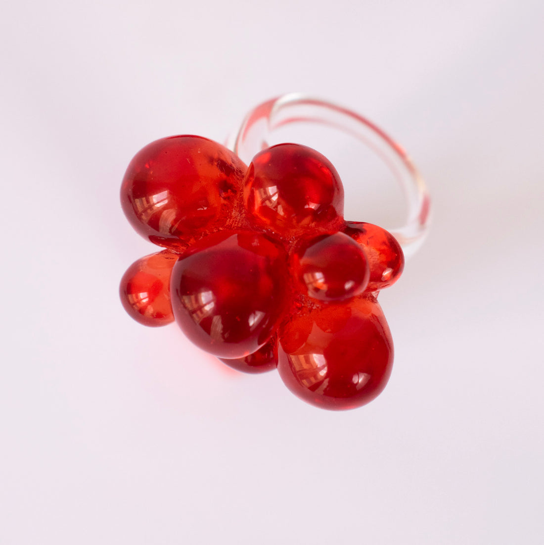 Anillo Acrílico Pétalos rojo - Talla única 9