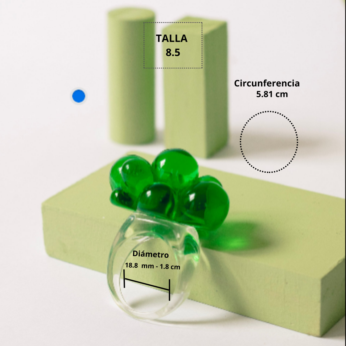 Anillo Acrílico Pétalos verde - Talla única 9