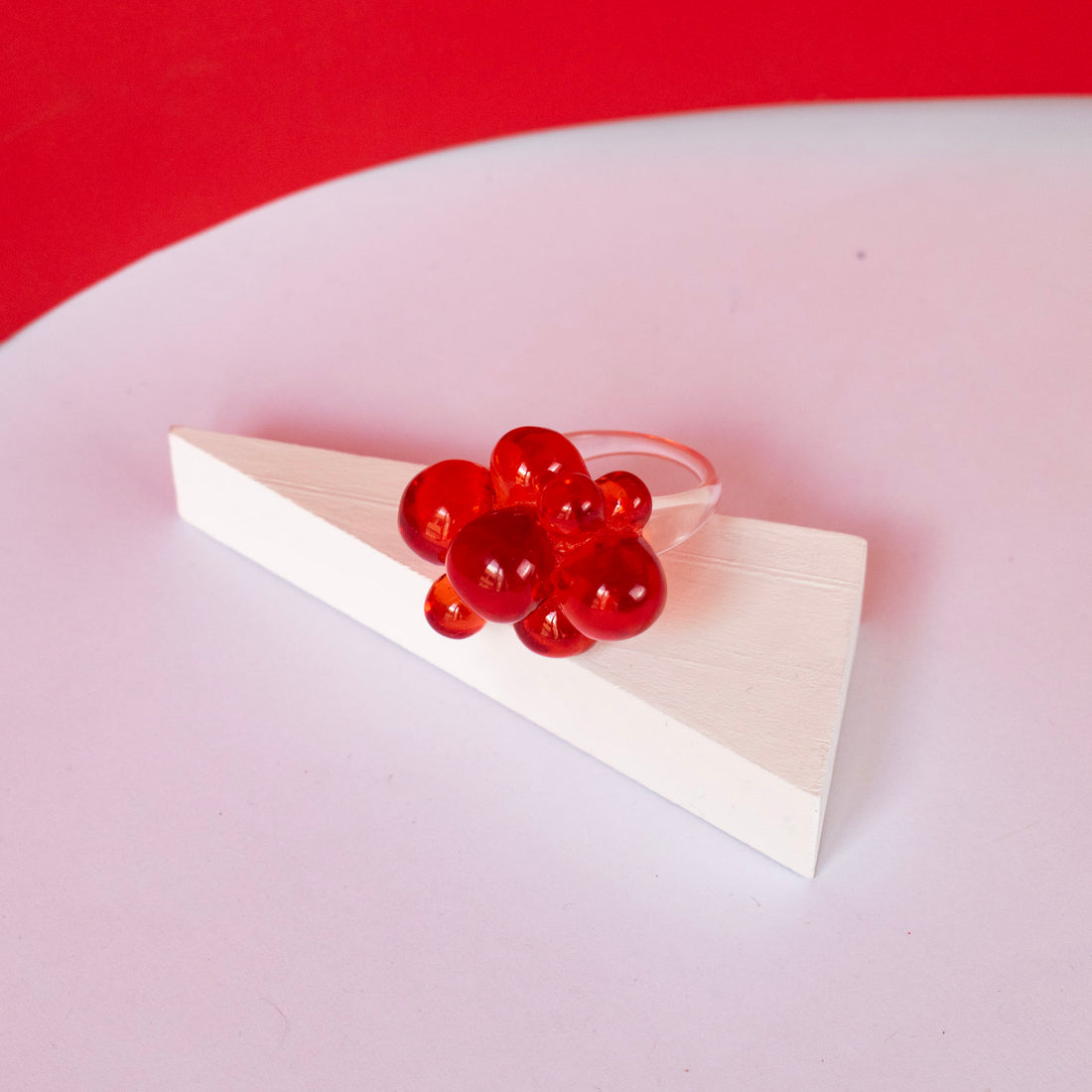 Anillo Acrílico Pétalos rojo - Talla única 9