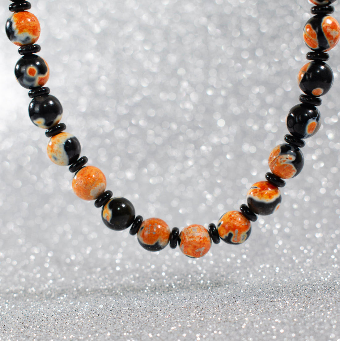 ¡NEW! Collar Esferas Negro/Naranja
