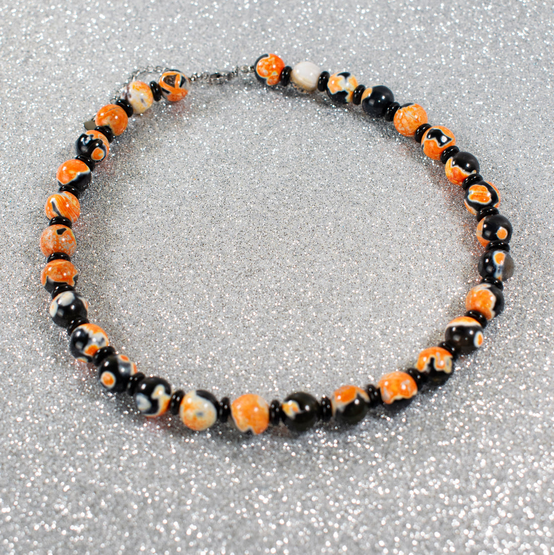 ¡NEW! Collar Esferas Negro/Naranja