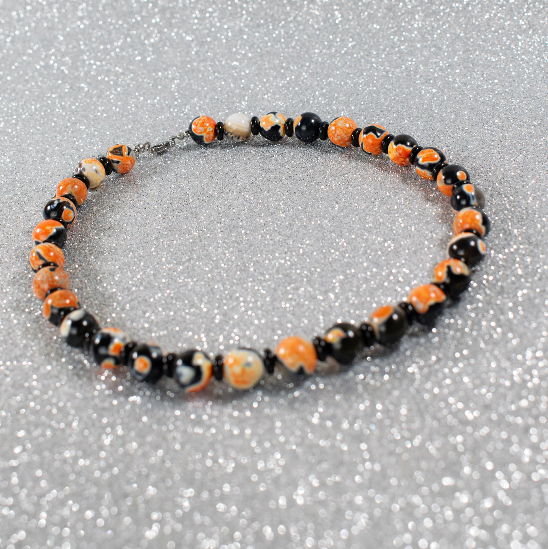 ¡NEW! Collar Esferas Negro/Naranja