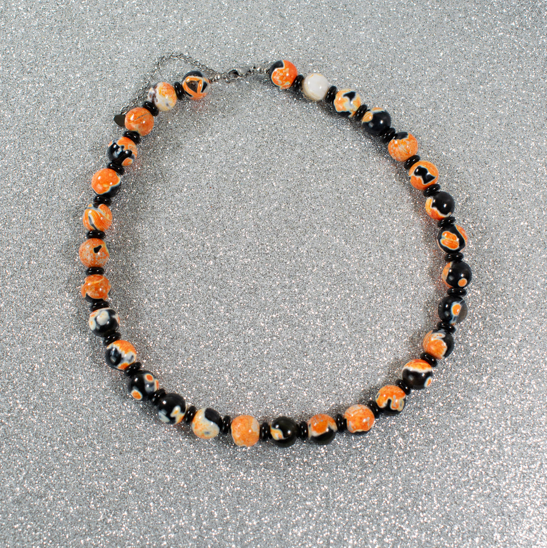 ¡NEW! Collar Esferas Negro/Naranja