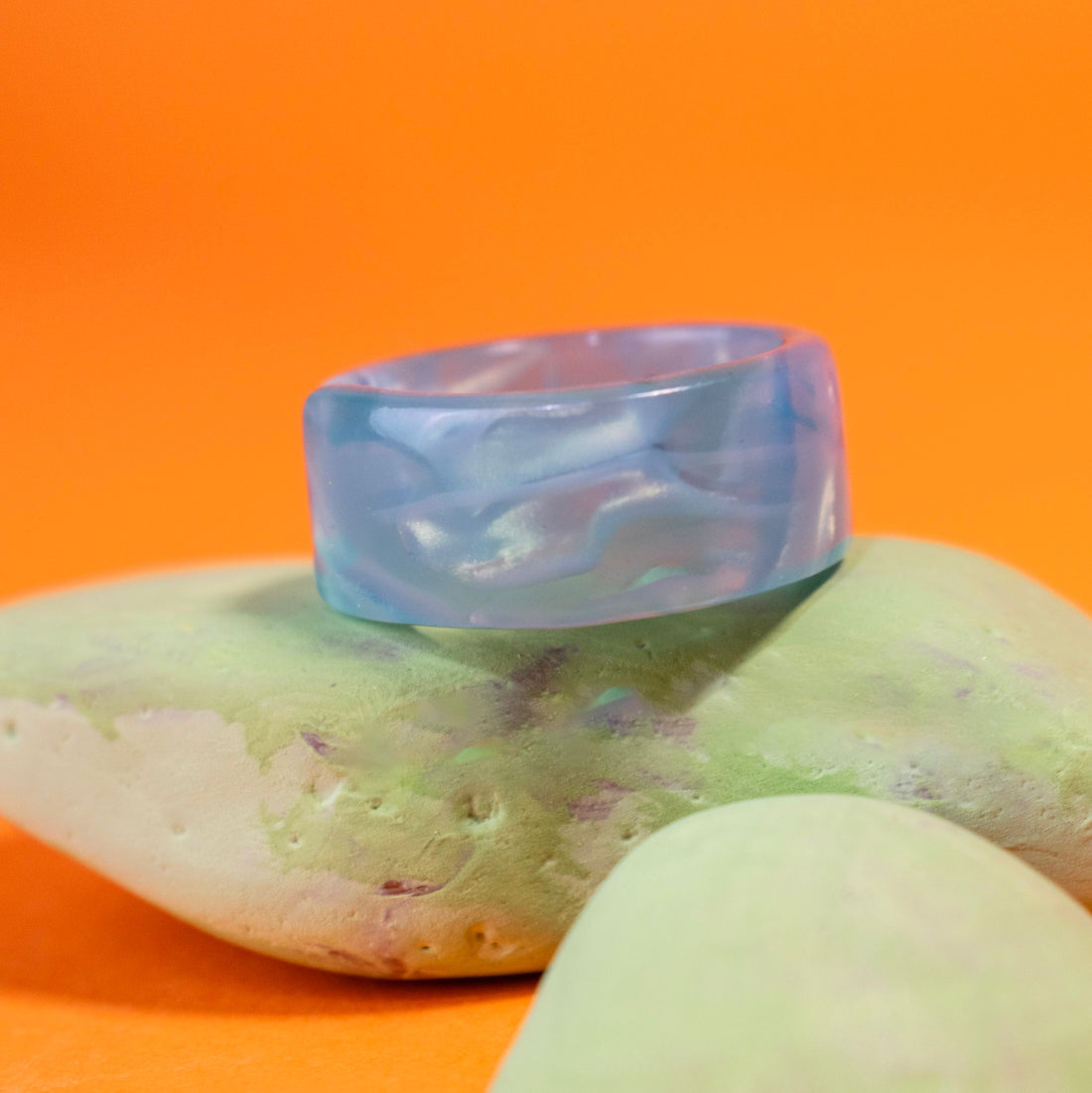 Anillo Coral Azul Ondas - Talla única 7