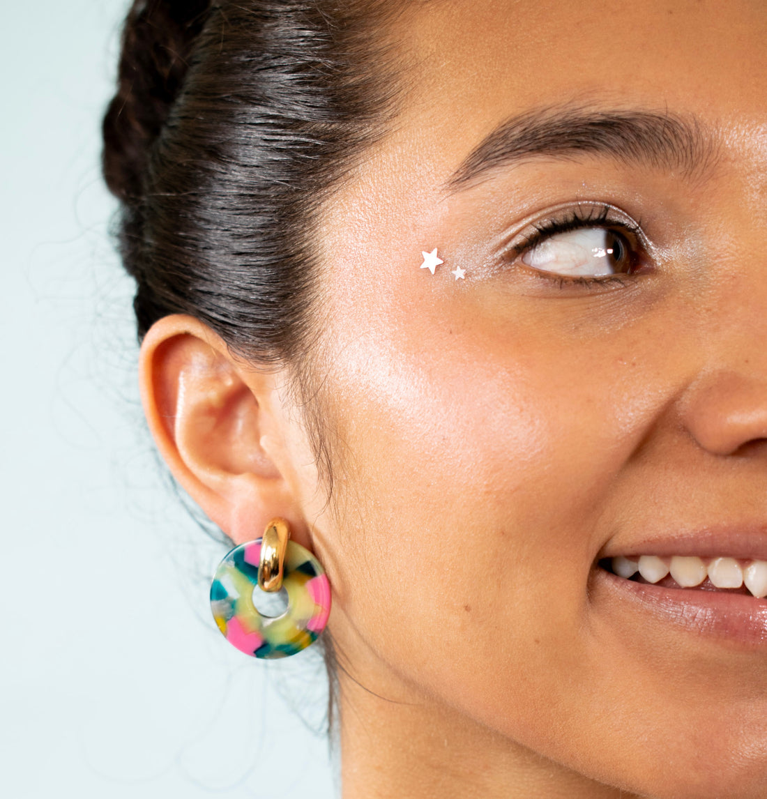 ¡NEW! Aretes Multicolor Rosado/azul
