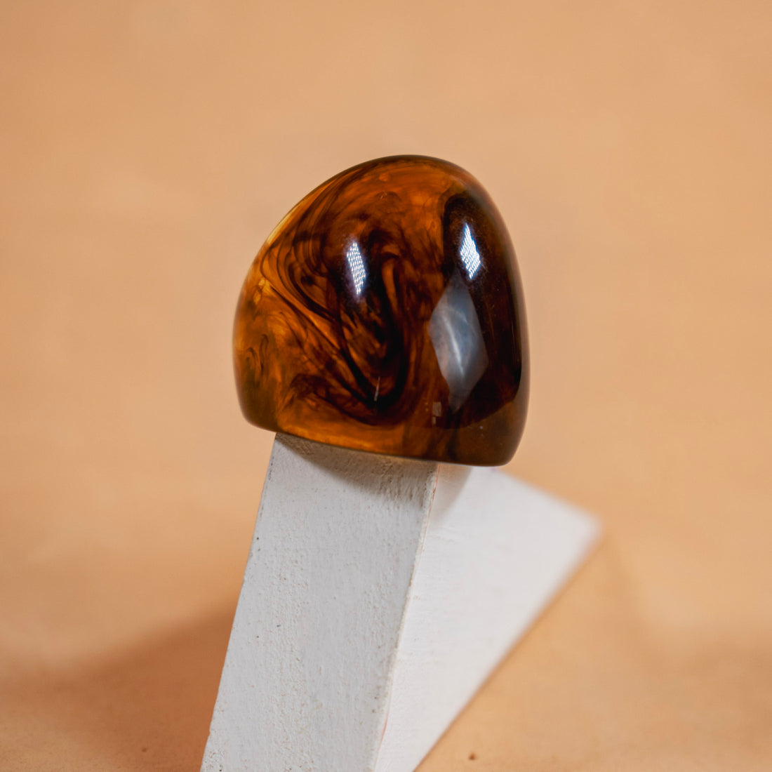 ¡NEW! Anillo Cuadrado Marrón - Talla única 8.5