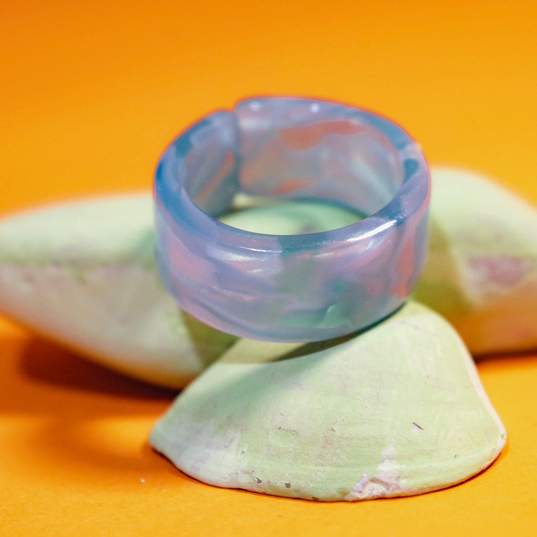 Anillo Coral Azul Ondas - Talla única 7