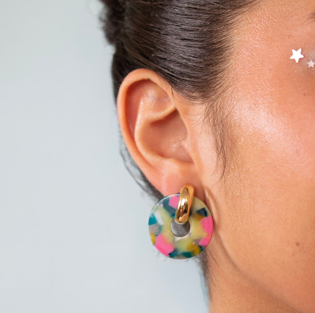 ¡NEW! Aretes Multicolor Rosado/azul