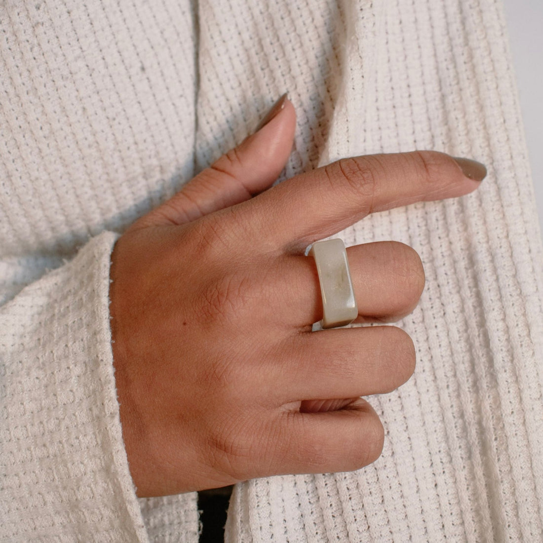 Anillos acrílico cuadrado Gris - Talla única 6