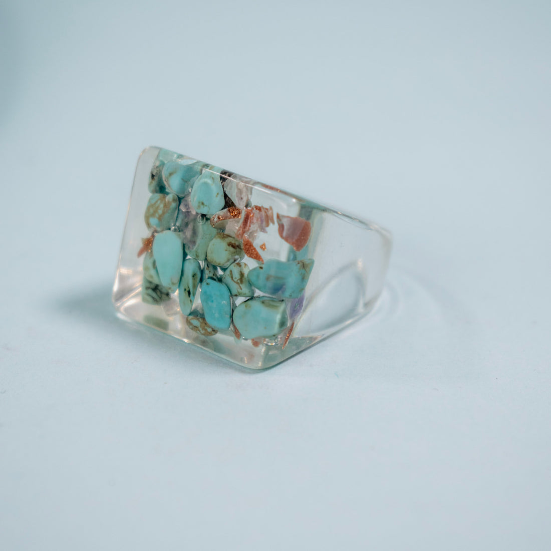 Anillo Acrílico Interior Azul Aguamarina